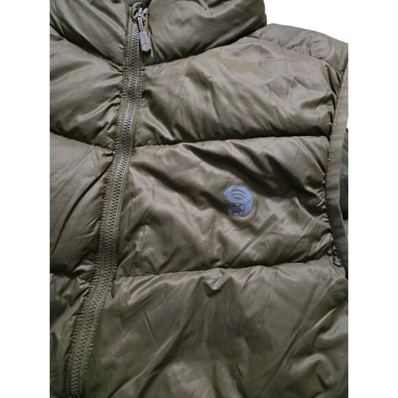 Mens Mountain Hardwear Green Down Vest Zipper Pockets Medium Olive/Green EUC - Picture 8 of 14